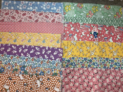 Lot 14 Cotton Fabric Scraps 30s Repro 9″ x 21″ Aunt grace