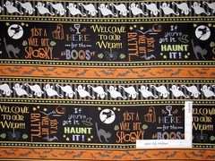 Halloween Fabric Cat Ghost Bat Stripe Cotton Wilmington Here For The Boos Yard