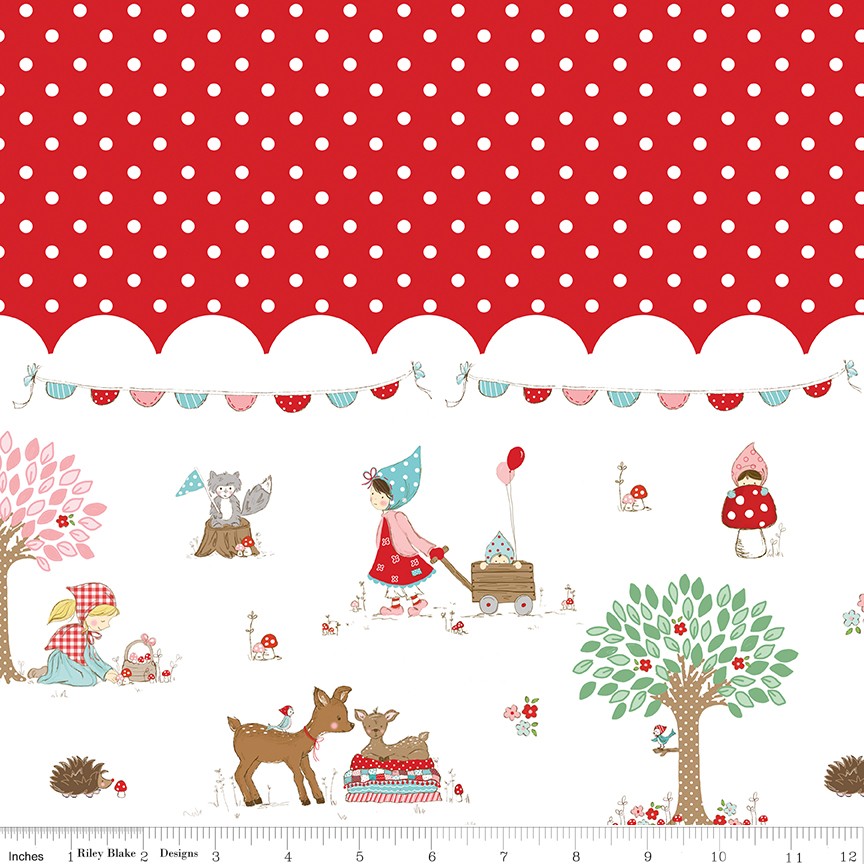 Border Print in Red | Whimsical Woodland | Riley Blake
