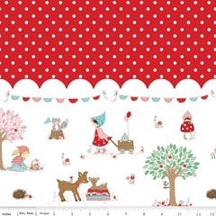 Border Print in Red | Whimsical Woodland | Riley Blake
