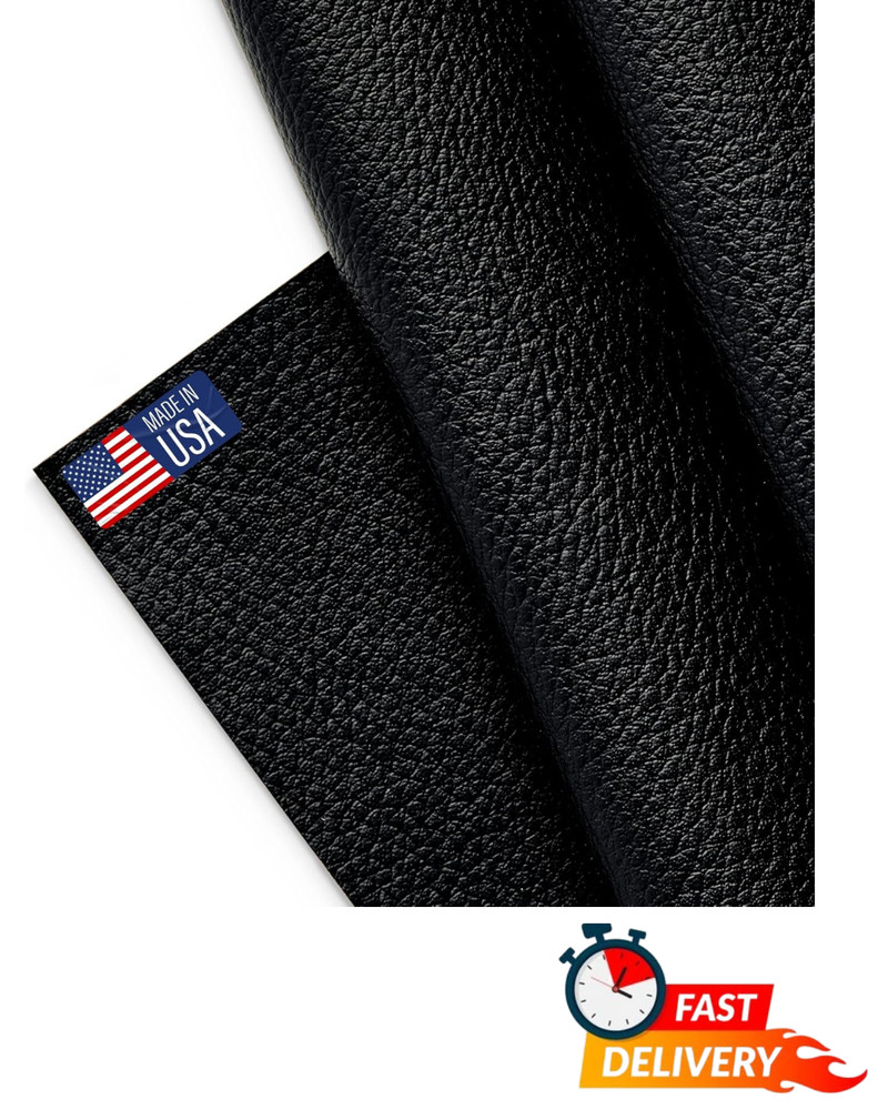 Marine Vinyl Fabric 36″x54″ Black, Faux Leather Upholstery, Outdoor Boat DIY