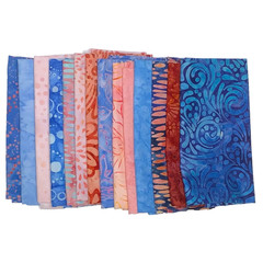 POUND PACK PLUS #755 100% Cotton Batiks & Handpaint Fabric Scrap Red Blue Pink
