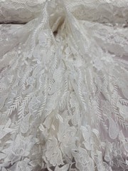 Off White Guipure Venice Medium to Heavy Weight Lace Fabric by the Yard Floral