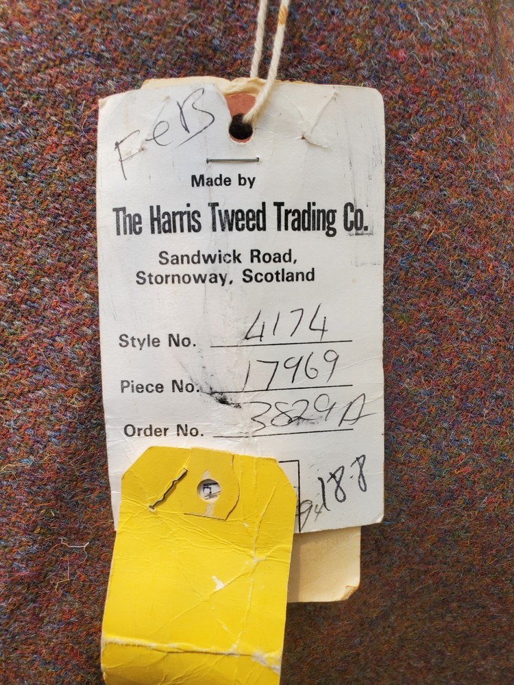 Vintage Harris Tweed Wool Fabric Woven In Scotland