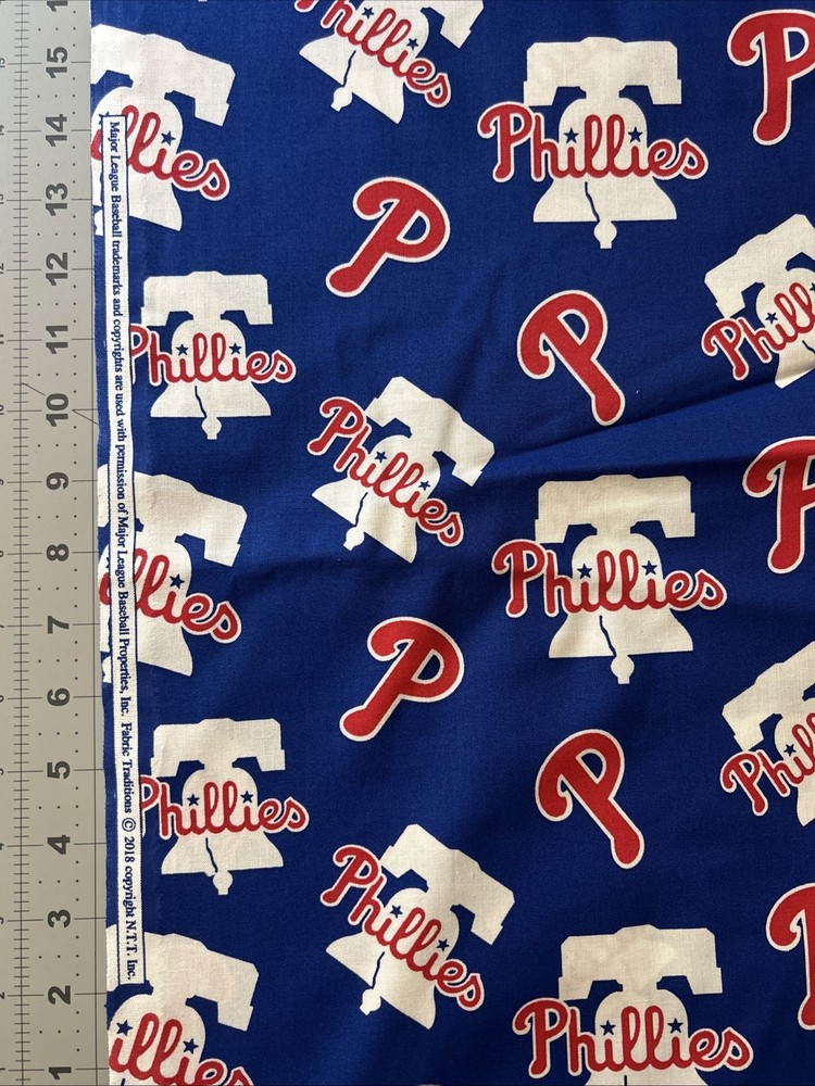 MLB Philadelphia PHILLIES Baseball 1/2 yard (18 by 58”) Cotton Fabric