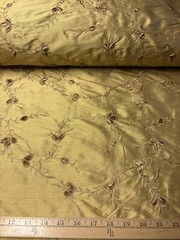 Gold Embroidery Velvety Floral/Vines Embroidery Dupioni Silk Fabric 54” Wide BTY