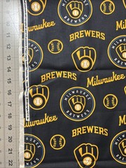MLB Milwaukee Brewers Baseball 1/2 yard (18 by 58”) Cotton Fabric