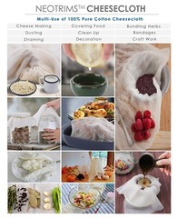 Muslin Cheese Cloth,100% Cotton Unbleached,Superior Quality Extra Fine Mesh