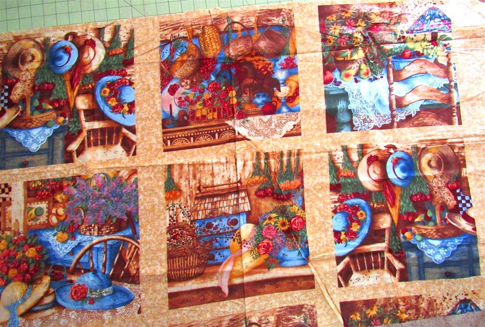 23″ x 44″ Cotton Fabric “Country Home” by SSI, 12″ Squares , Makes 6 Blocks