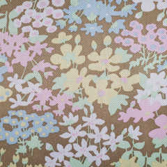 Vintage 70s Polyester Fabric Floral Brown Pastels 82 x 57