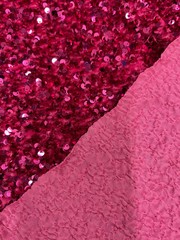 Stephanie FUCHSIA Overlap Sequins on FUCHSIA Stretch Velvet Fabric by the Yard