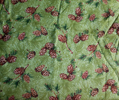 Vintage Wildlife Pinecone Cotton Fabric Anita Phillips Green & Brown 2 Yards