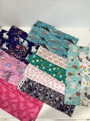 14 Print Fabric Blocks Rainbows Bunnies Horses Hedgehogs Sharks Quilting Crafts