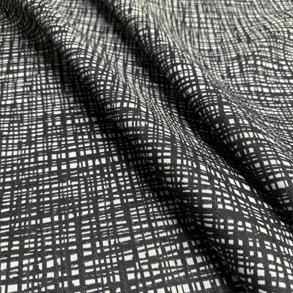 Fabric By The Yard Black And White Abstract Crosshatch Polyester Upholstery