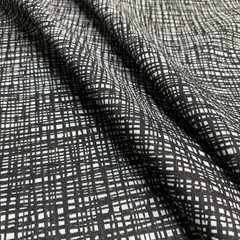 Fabric By The Yard Black And White Abstract Crosshatch Polyester Upholstery