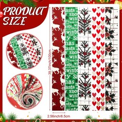 60 Pcs Christmas Quilting Fabric Roll 2.6 x 40 Cotton Fabric Strips Precut Je…
