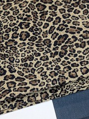 Leopard Print Sewing Fabric Crisp Silky Synthetic 3 Yards Small Print Brown
