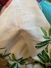 1.5 yards Thibaut Mangrove Tree Green & White Fabric Linen Cotton Tropical Leaf