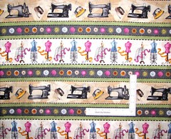 Sewing Theme Fabric Sew Machine Stripe Atelier Blank Quilting Cotton By The Yard