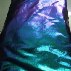 Metallic Laser Stretch Fabric Purple Turquoise Holographic Crafts Material Shiny