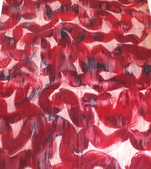 1 yard hand paintd dyed RED SQUIGGLE cotton quilt fabric OOP vintage READ