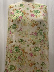 100% Silk Vibrant Multi Color Floral Lurex Chiffon Fabric 2 Yds Long 46 ” Wide