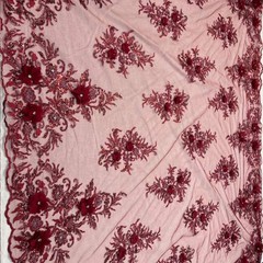 Premium 3D Beaded Lace Fabric – Couture Bridal Dress Material VT-32 by Yard