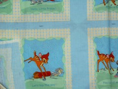 VTG SPRINGS INDUSTRIES Cotton fabric panel Walt Disney’s Bambi STORY BOOK QUILT