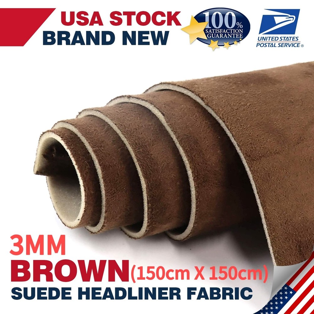 Premium 3MM Brown 150cm*150cm Headliner Fabric Foam Backed Upholstery Suede