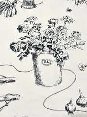 Ralph Lauren Home Fabric Garden Shop Toile RARE +/- 3 YDS Wide Width Cream Black