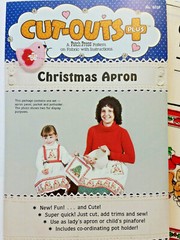 fabric panel 603F CHRISTMAS APRON Patch Press CUT-OUTS 1981 uncut
