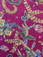 VTG Traditional Handmade Indonesian Cotton Batik Fabric Bird Lotus Flowers 41×92