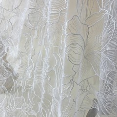 Lotus Flower Elegant Lace Fabric White Off Floral Dinner Tulle Dress