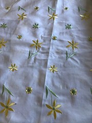 7 1/2 YDS Allover White floral rayon embroidered on cotton picket