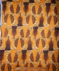 tribal cotton fabric triangle brown tan circle BTY sun African print gold