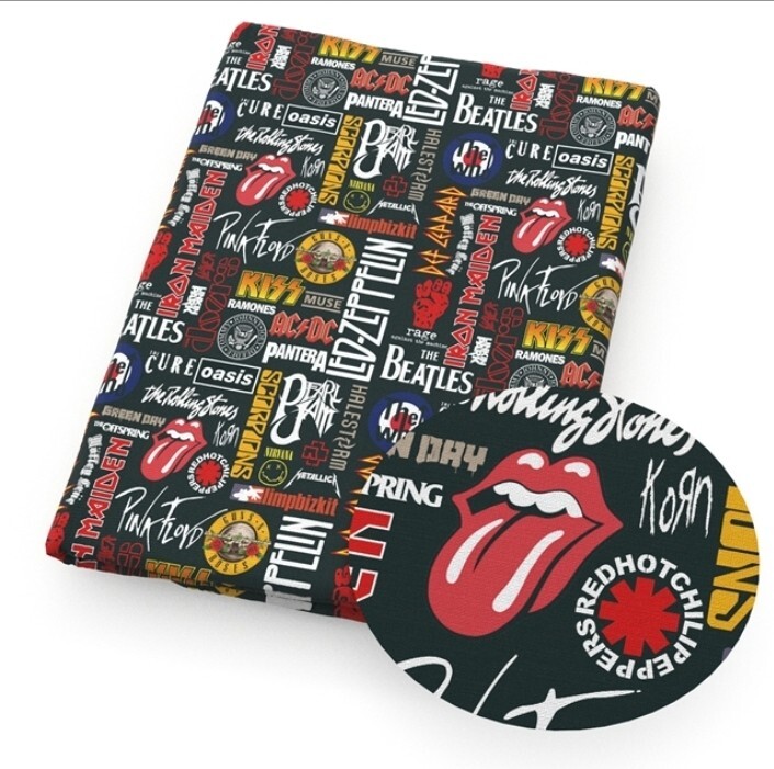 Rock Band Beatles Bands Music 100% Cotton craft fabric 20×55″ 1142945 half meter