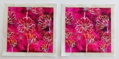 Multicolor Flower on Pink Brown Bkg – 2 pieces Picture 4 1/4″ x 4 1/4″