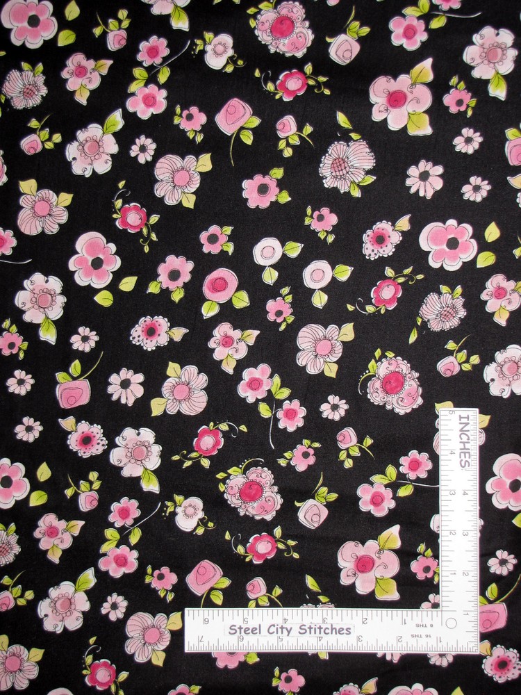 Flowers Fabric Loralie Designs Salon Parlor Posies Cotton 3 Pc Lot (12″ 13″ 7″)