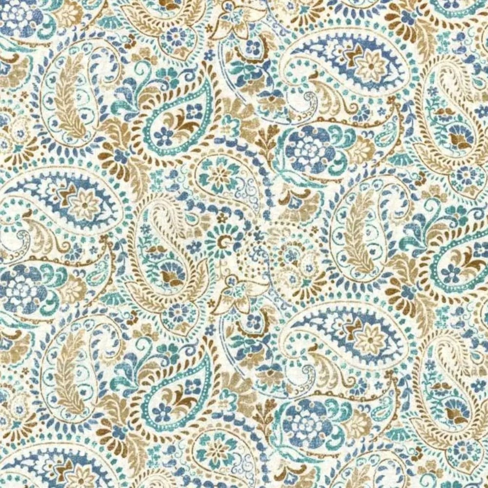 Mill Creek GRESHAM Paisley STONE BLUE Cotton Drapery Pillow Sewing Fabric BTY