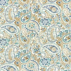 Mill Creek GRESHAM Paisley STONE BLUE Cotton Drapery Pillow Sewing Fabric BTY