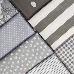 Misscrafts 7pcs Quilting Fabric 100% Cotton Craft Fabric Bundle Squares Grey …