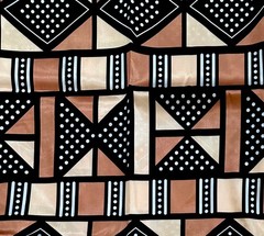 African Print, Satin Fabric – Black, Brown “Soro Soke”, Per Yard or Wholesale