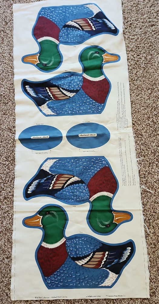 Vintage Cranston Print Works Cut & Sew Panel Mallard Ducks