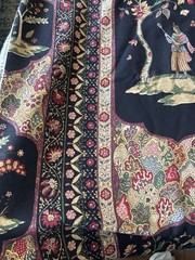 Turczyn Bloomcraft Jacobean Cotton Fabric Black Chinoiserie Pastoral 54×98”