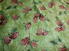Vintage Wildlife Pinecone Cotton Fabric Anita Phillips Green & Brown 2 Yards