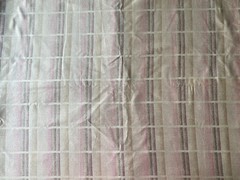 DAVID DASH FABRIC~Scotchgard~NIMBUS~Abstract Stripe~MUTED TAN BURGUNDY BROWN~Dot