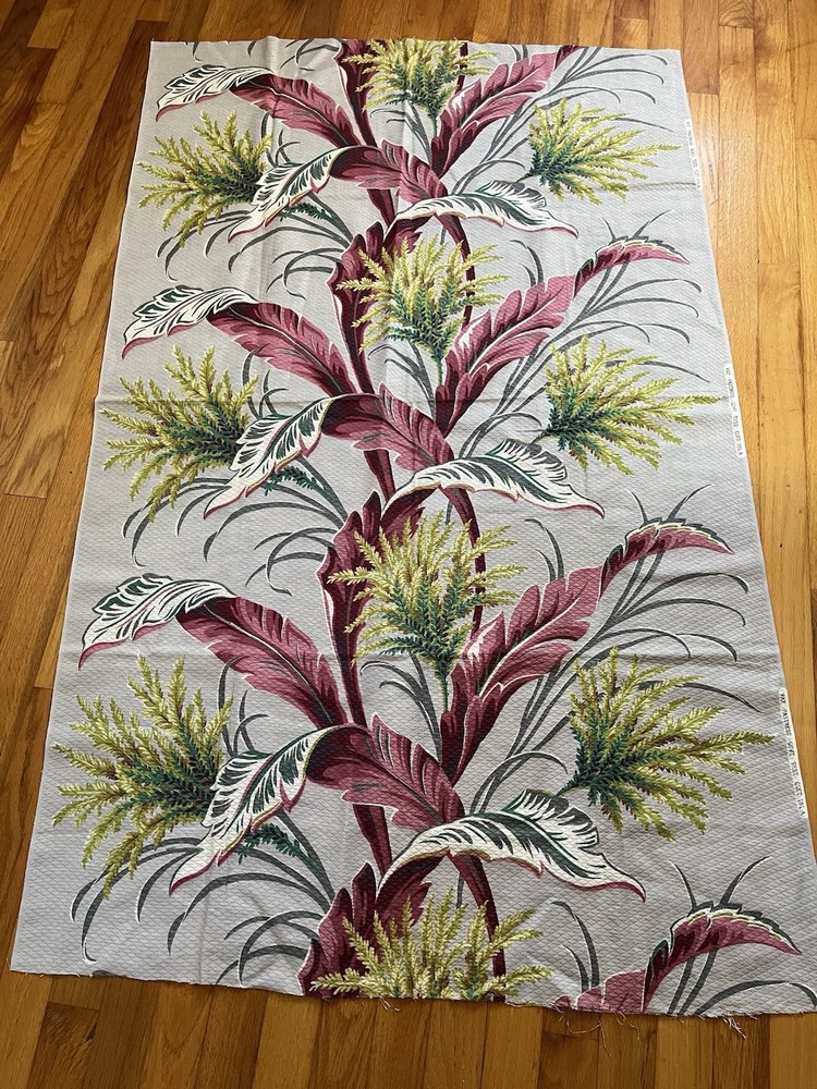 Gorgeous Vintage Barkcloth Fabric Piece 34”x55”