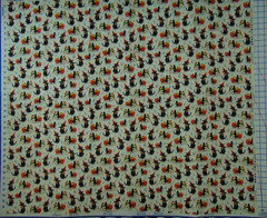 Edelen Wille for Marcus Fabrics black cat playing fiddle dancing w owl 36X44 in