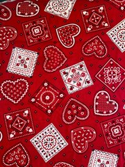 1/2 Yard RED HEART BANDANA 100% Cotton Fabric 18″ X 44″ NEW