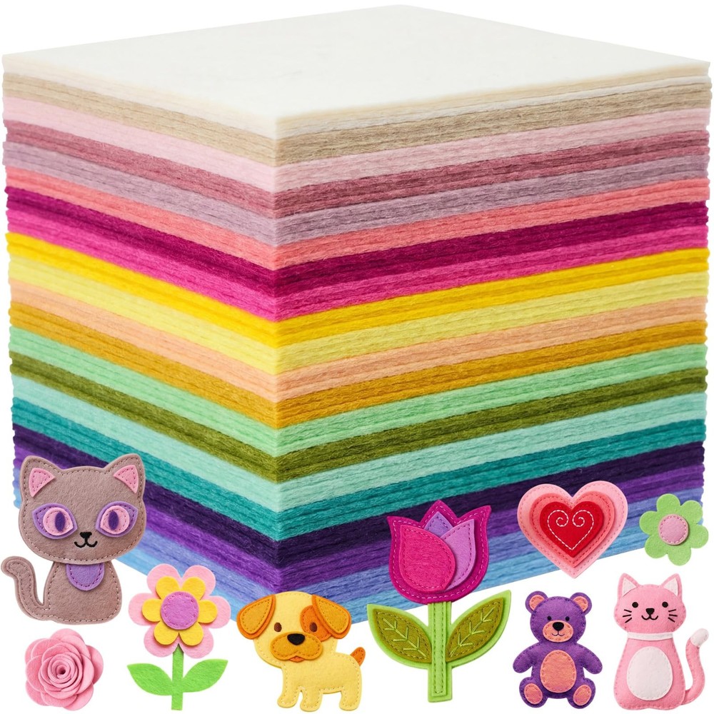 New Tegeme 100 Pcs 8 x 12 Inches Felt Fabric Sheet for Craft Thin Soft 20 Colors